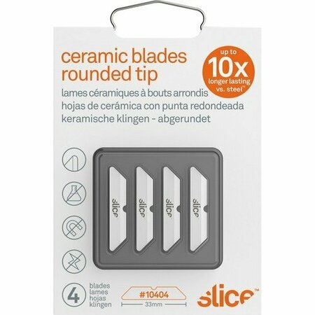SLICE slice 10404, Safety Box Cutter Blades, Rounded Tip, Ceramic Zirconium Oxide, 4 SLI10404